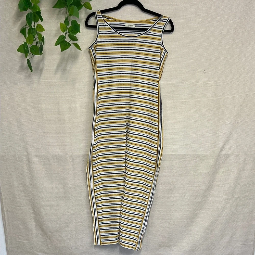 Max Studio Yellow and Black Striped Midi Dress - Picture 1 of 4